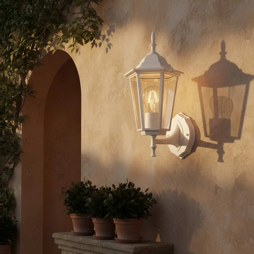 Applique Lanterna da Esterno IP54 E27 Bianca - Serie TOSCA 1A