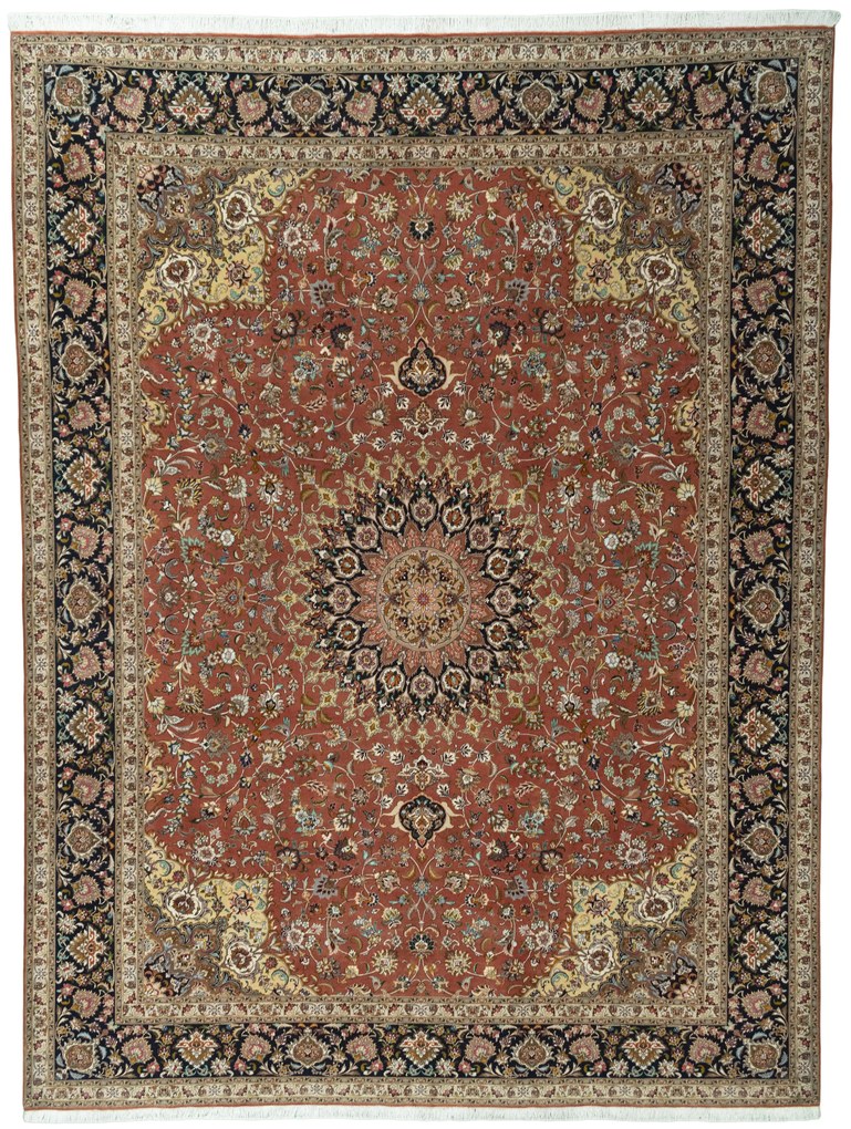Tabriz Tappeto 300 x 400 Rosso (Iran) Annodato A Mano