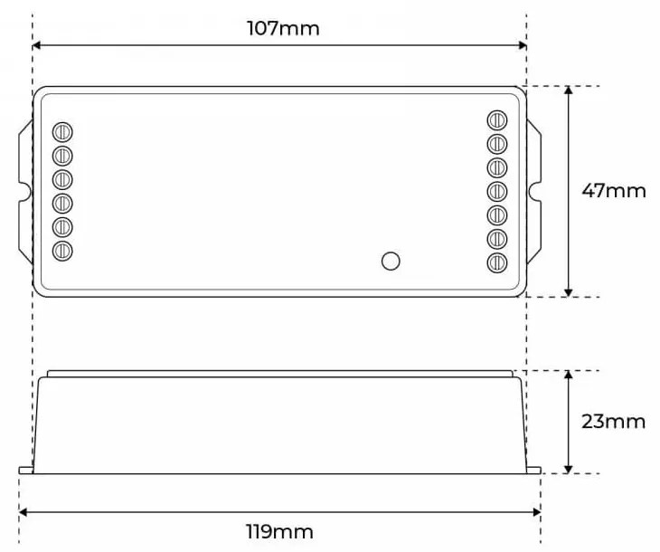 Ricevitore Controller RGB/RGBW/RGB+CCT 12/24V, Alta Potenza 20A, 4-Zone, Sinc. Aut., Push Dim. Controller  RGB + RGBW+ RGBCCT