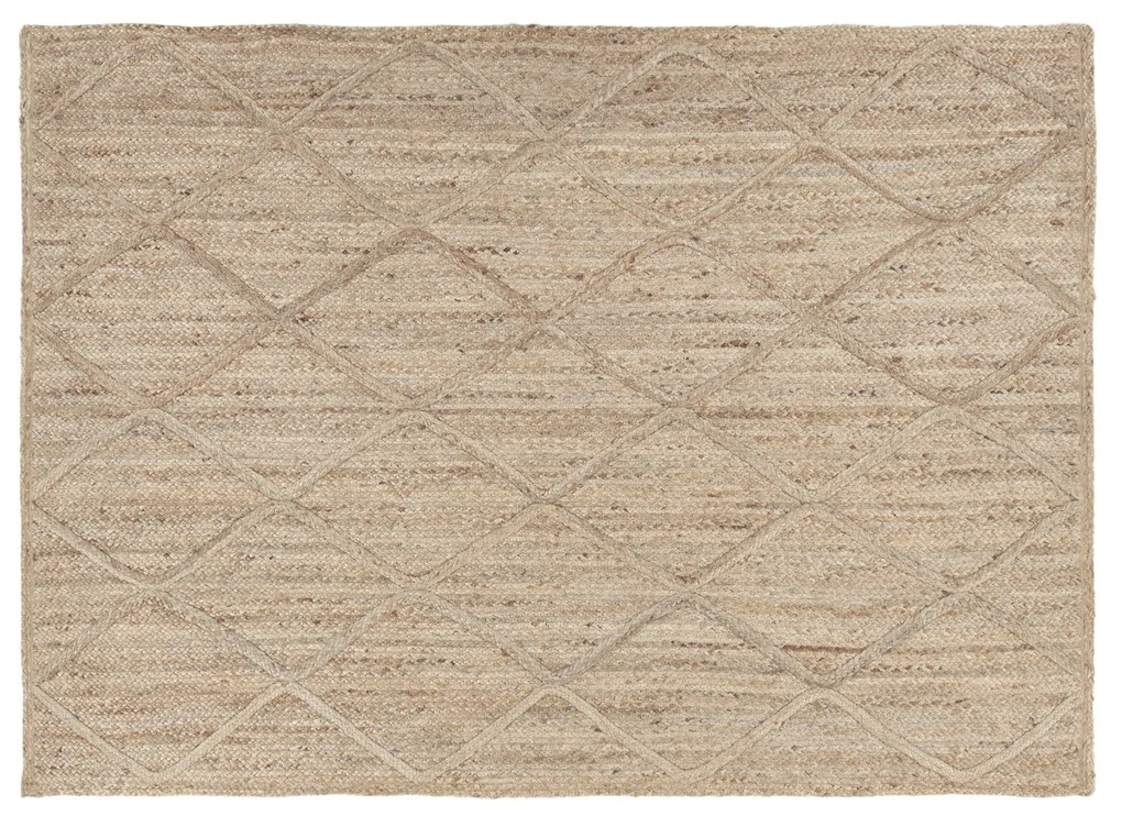 Tappeto rombi beige in juta 300x200 cm Carmen