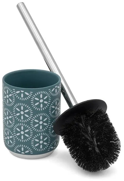 Portascopino da terra in ceramica turchese cobalto con setole nere Circus