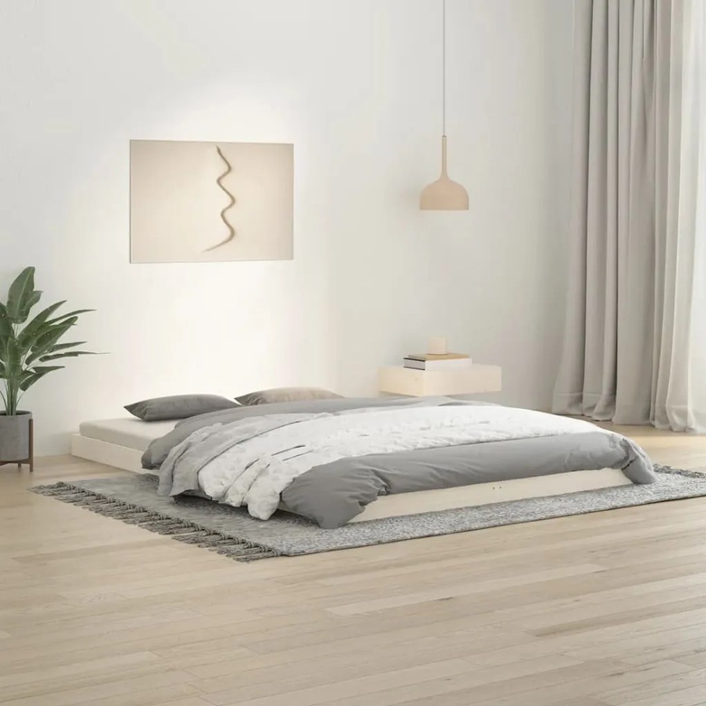 Giroletto Senza Materasso Bianco 140x200 Cm Legno Massello Pino /