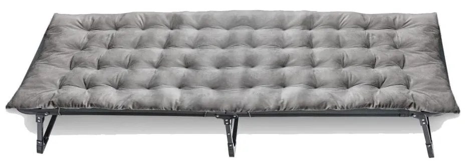 Lettino da campeggio pieghevole con materasso grigio