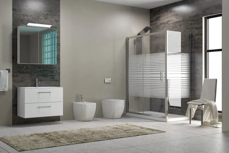 Kamalu - Cabina doccia 160x70 laterale fisso 70cm altezza 180cm vetro serigrafato | K410NS