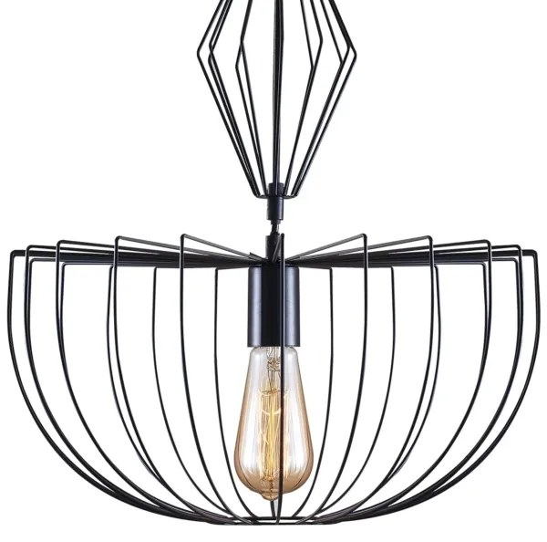 Lampadario a sospensione con filo JASMINA 1xE27/20W/230V diametro 40 cm nero