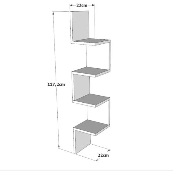 Mensola Angolare Libreria A Parete Sospesa 22x22x117 Bianco Kos