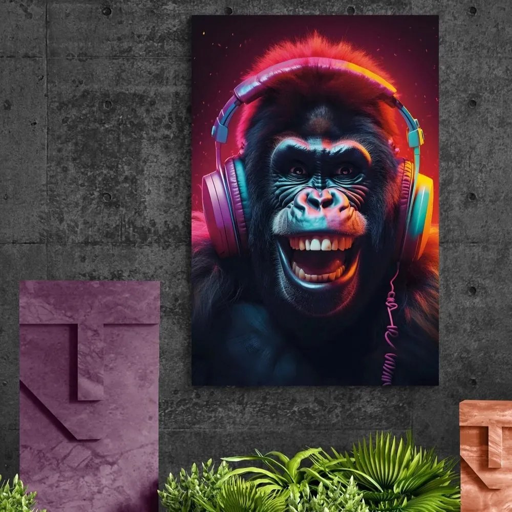 Stampa su tela – Gorilla con cuffie