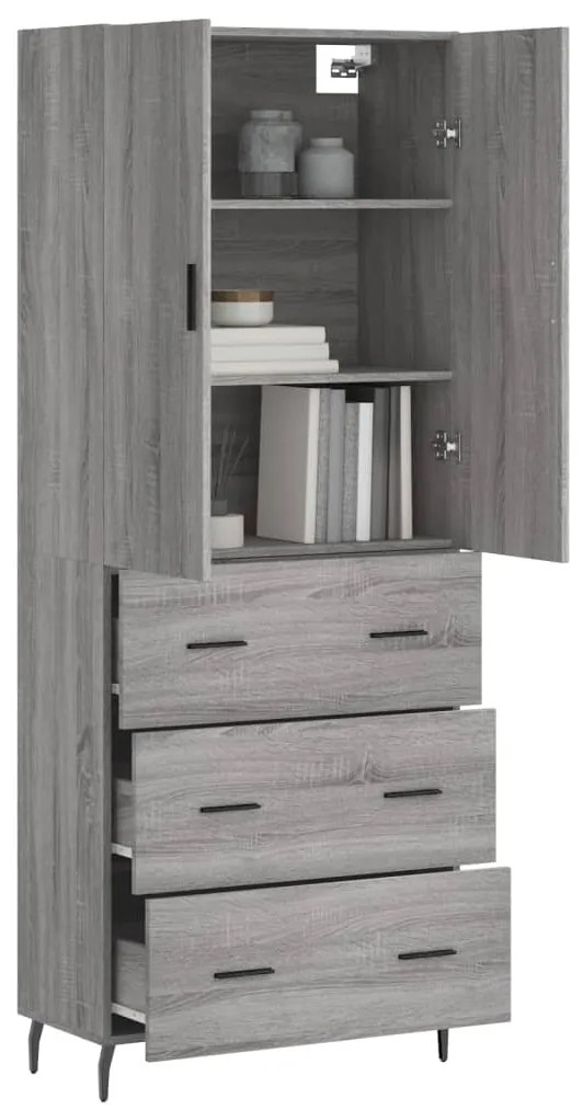 Credenza grigio sonoma 69,5x34x180 cm in legno multistrato