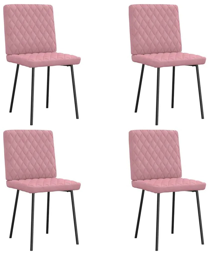 Sedie Da Pranzo 4 Pz Rosa İn Velluto /