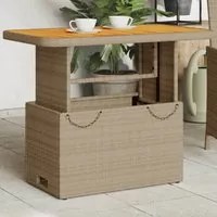 Tavolo da Giardino Beige 90x55x71cm Polyrattan e Legno Acacia 368277