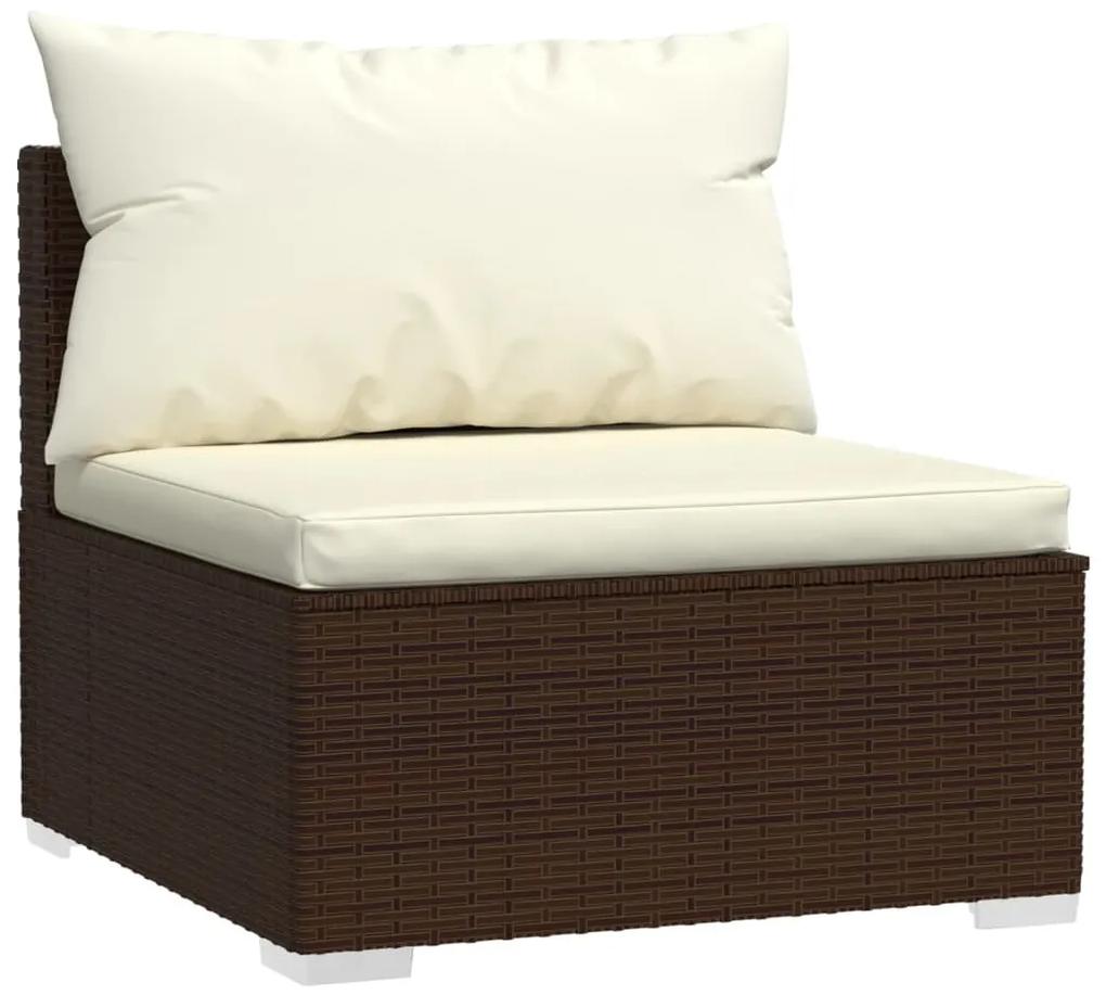 Set divani da giardino 8 pz con cuscini in polyrattan marrone