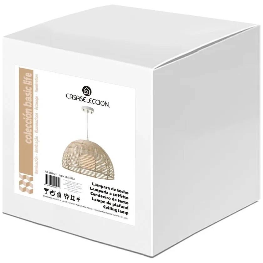 Lampada da soffitto in colore naturale con paralume in rattan ø 38 cm Natural Way - Casa Selección