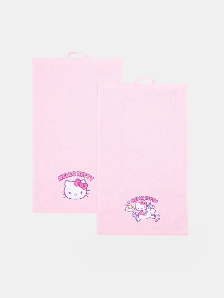 Sinsay - Confezione da 2 asciugamani in cotone Hello Kitty - rosa pastello