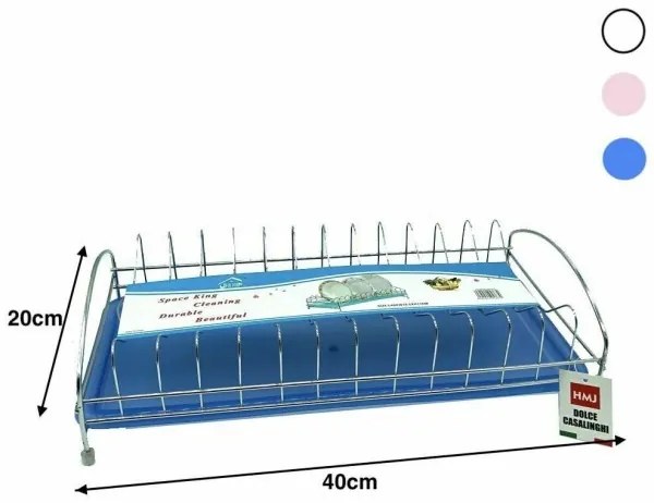 Trade Shop - Porta Piatti Scolapiatti In Acciaio Inox Con Vassoio Antigoccia Portaposate