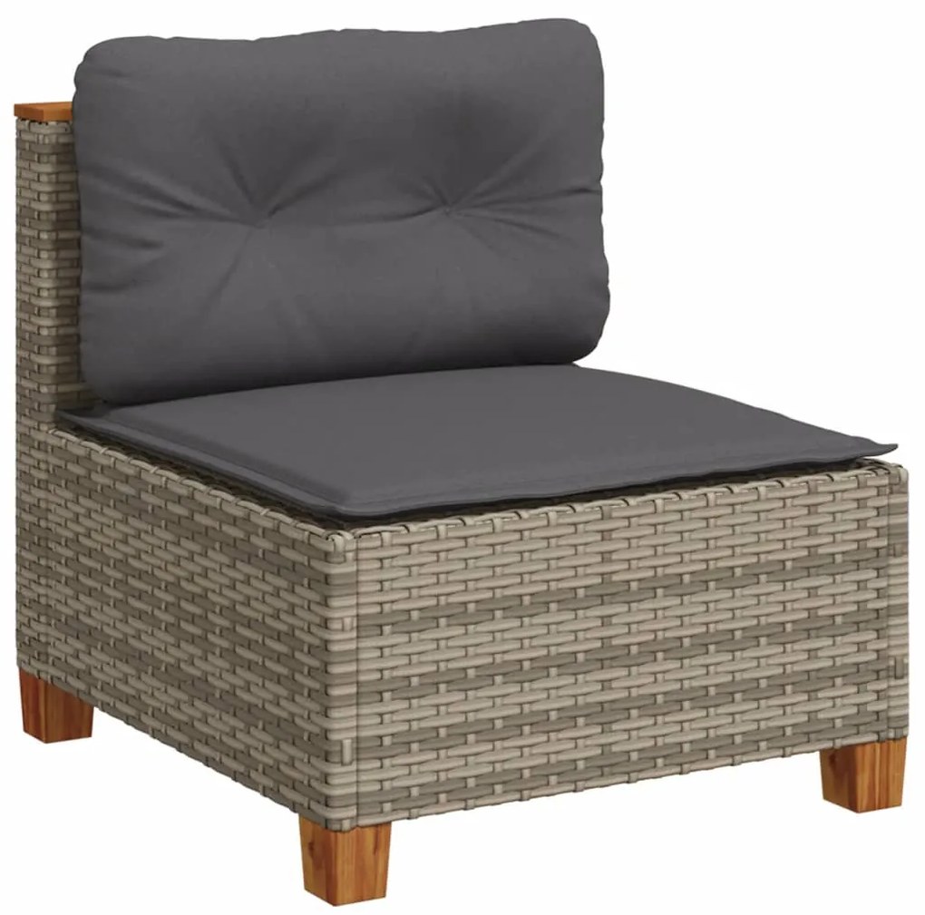 Set divano da giardino 8 pz con cuscini grigio in polyrattan