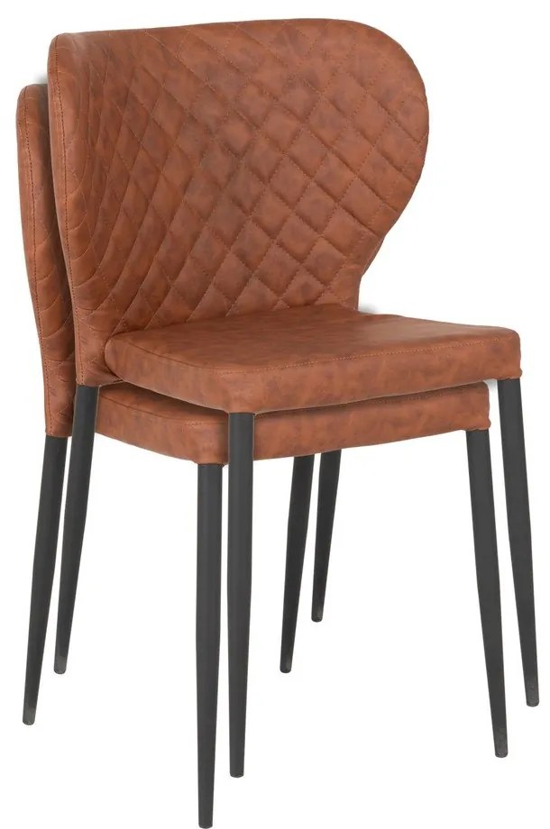 Sedie da pranzo marrone cognac in un set di 4 pezzi Pisa - House Nordic