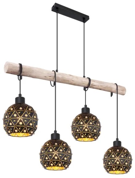 Globo 54029-4H - Lampadario sospeso con cavo JODIE 4xE27/40W/230V beige/nero