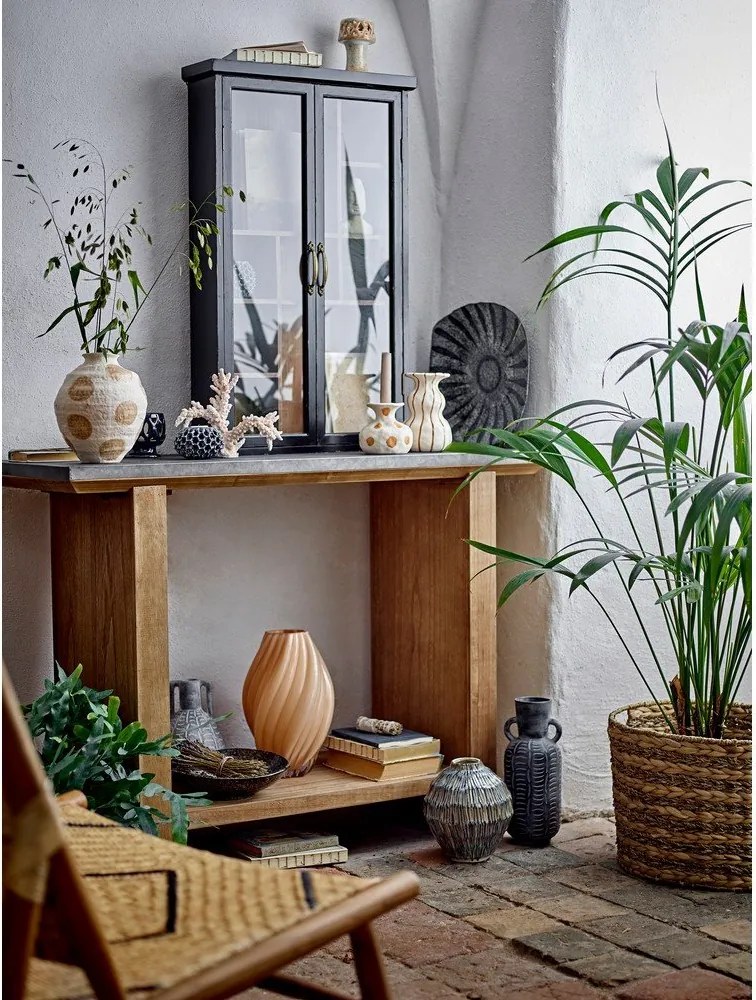 Tavolo consolle di colore naturale con piano in metallo 40x110 cm Riva – Bloomingville