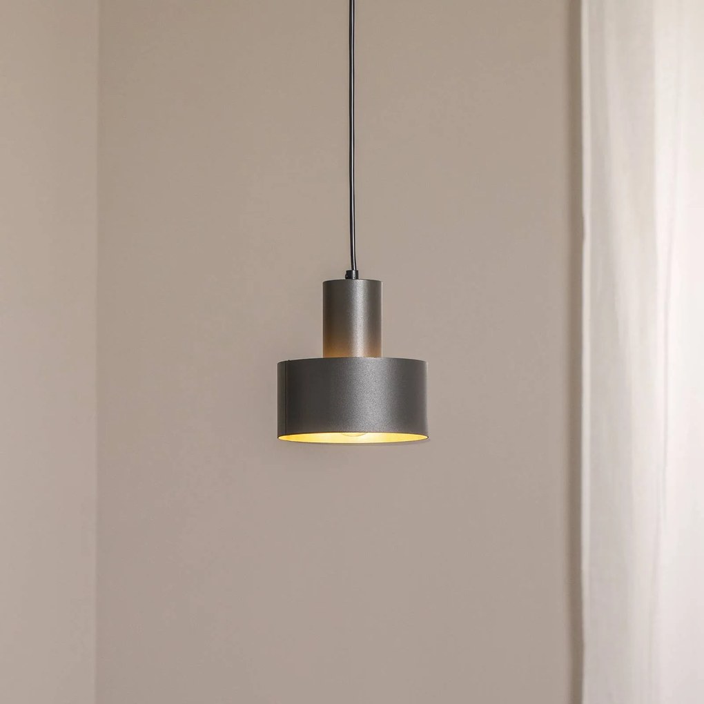SIGMA Lampada a sospensione Rif S, verde oliva, a 1 luce, Ø 15 cm, acciaio