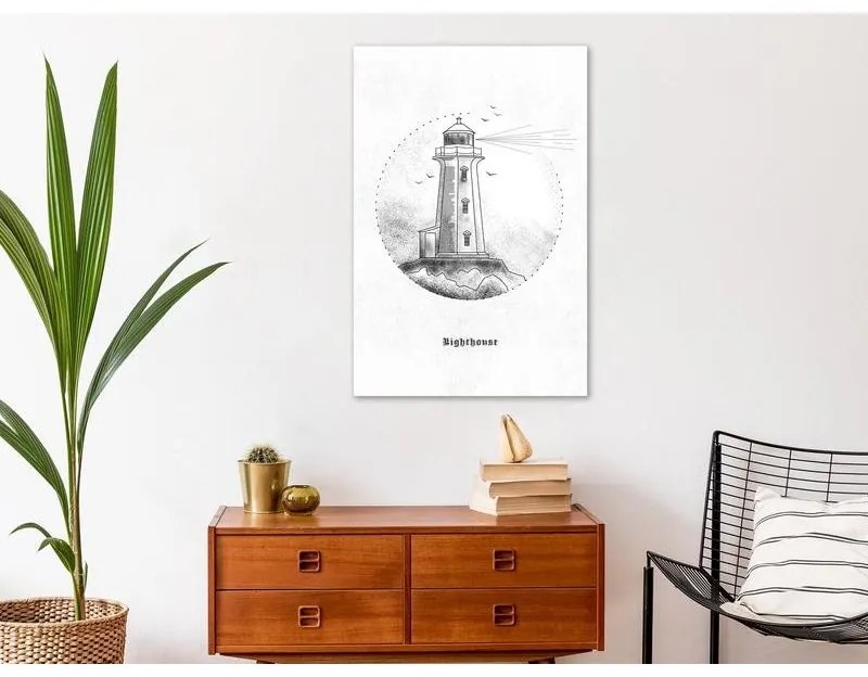 Quadro  Black and White Lighthouse (1 Part) Vertical  Larghezza x Altezza Home decor 40x60