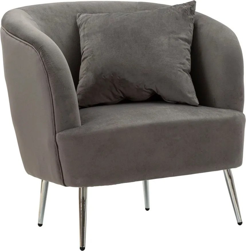 Poltrona grigia con poggioli/con gambe con rivestimento in velluto Silvery – Mauro Ferretti