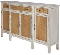 Credenza 4 ante e 3 cassetti in legno d'abete e paglia di Vienna