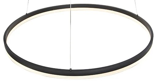 Lampada a sospensione di design nera 80 cm con LED dimmerabile a 3 livelli - Anello