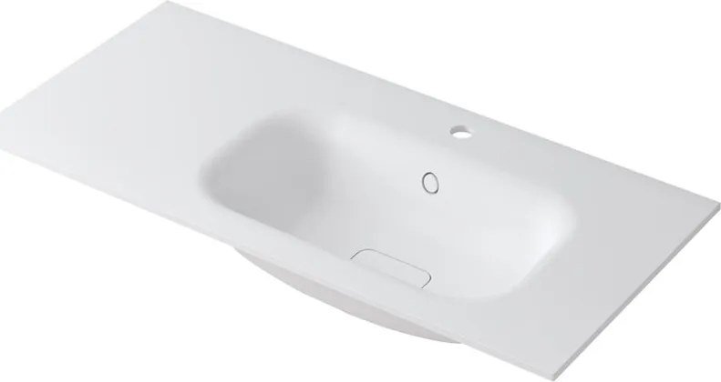 Lavabo a incasso rettangolare vasca a destra L 100.5 x H 15 x P 46 cm in resina bianco lucido