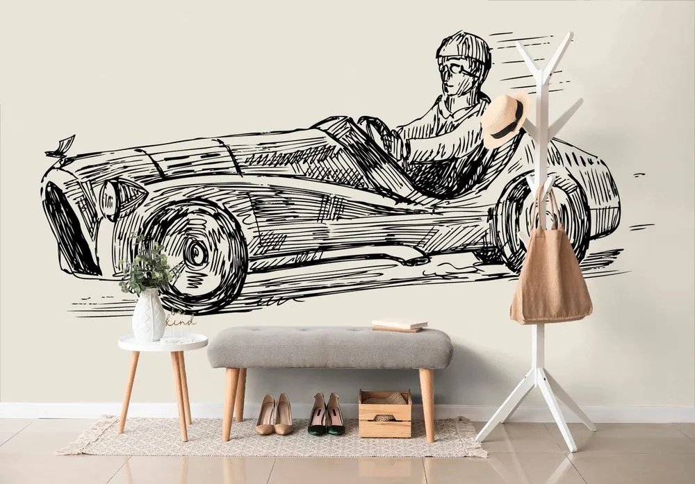 Carta da parati – Auto da corsa in stile retrò