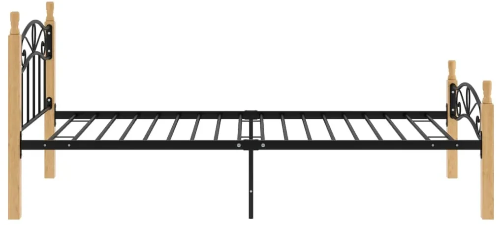 Giroletto in metallo nero e legno massello di rovere 100x200 cm