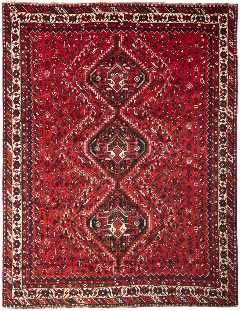 Shiraz Tappeto 300 x 230 Rosso (Iran) Annodato A Mano
