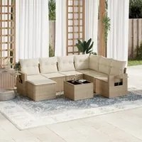 Set Divano da Giardino 8 pz con Cuscini Beige in Polyrattan 3220507