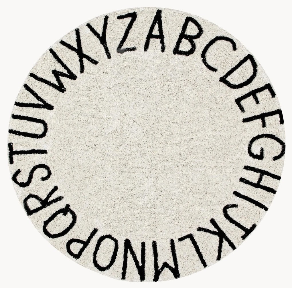 Tappeto rotondo con motivo a lettere ABC