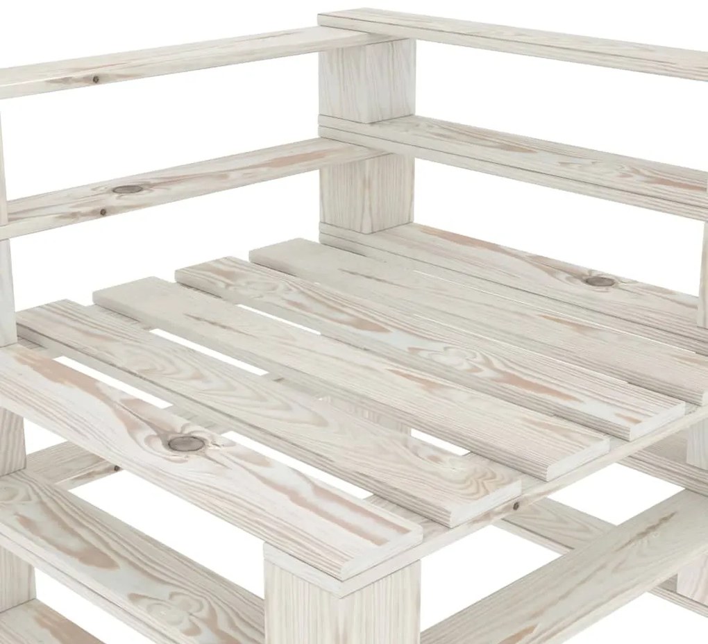 Divano Angolare da Giardino su Pallet in Legno Bianco