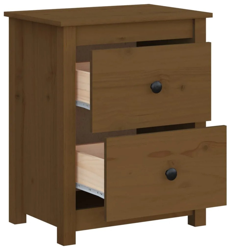 Comodino Miele 50x35x61,5 cm in Legno Massello di Pino