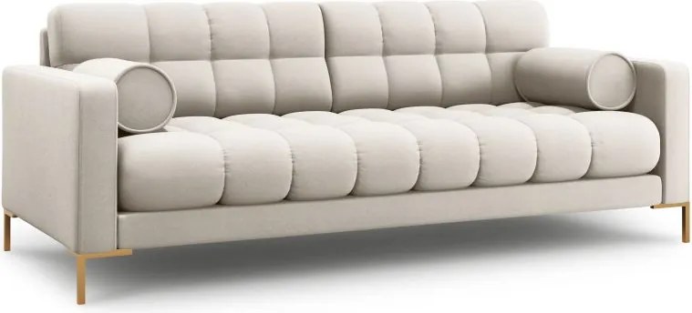 Divano Bali 3 posti in tessuto strutturato con gambe oro - L177cm