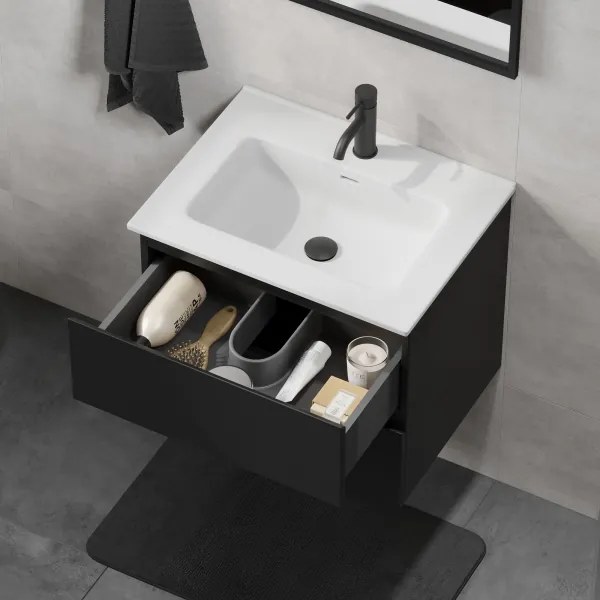 Mobile da bagno con lavabo CONOR 61 cm nero/bianco