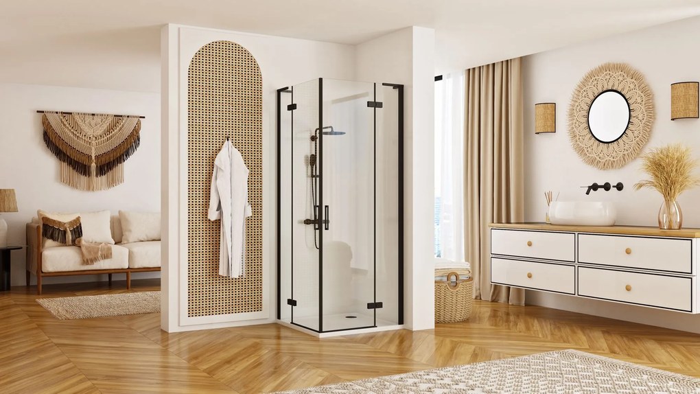 Cabina doccia REA Hugo Double Black 90x90