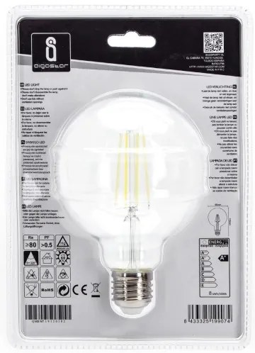 Lampadina LED G95 E27/8W/230V 6500K - Aigostar