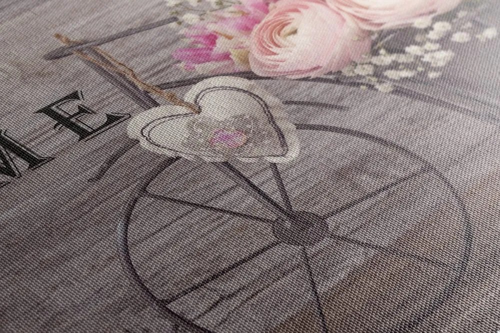 Stampa su tela – Fiori meravigliosi in vaso vintage con iscrizione