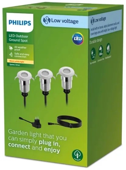 Philips - SET 3x Lampada da incasso da esterno LED SPORE LED/1W/24/230V IP67
