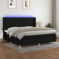 Letto a Molle Materasso e LED Nero 200x200cm in Tessuto cod mxl 55784