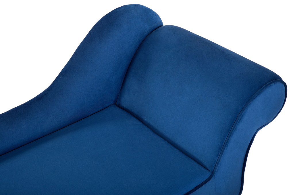 Chaise longue in tessuto velluto blu cobalto lato destro BIARRITZ Beliani