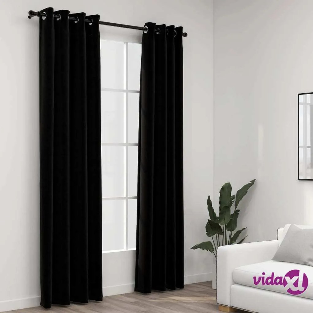 vidaXL Tende Oscuranti Effetto Lino con Occhielli 2pz 140x245cm Nere