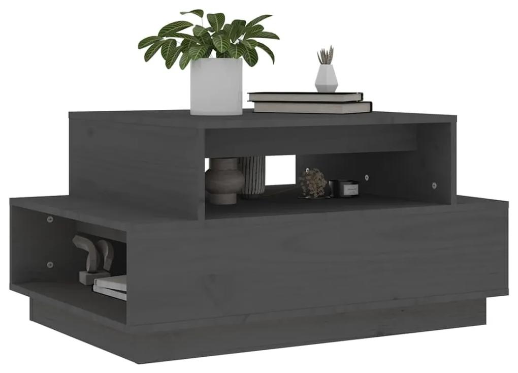 Tavolino da salotto grigio 80x55x40,5 cm legno massello di pino