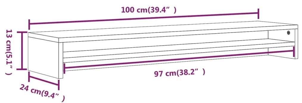 Supporto Monitor Grigio Sonoma 100x24x13cm in Legno Multistrato