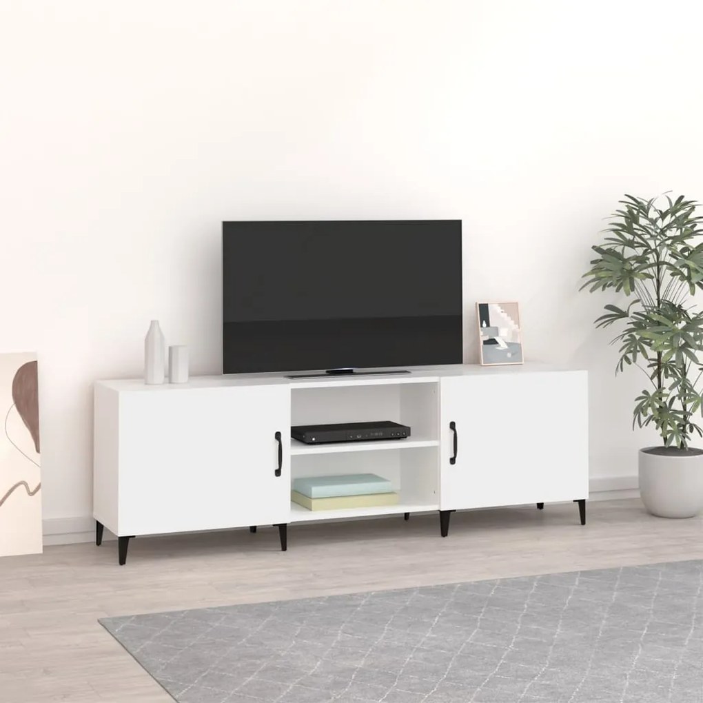 Mobile porta tv bianco 150x30x50 cm in legno multistrato