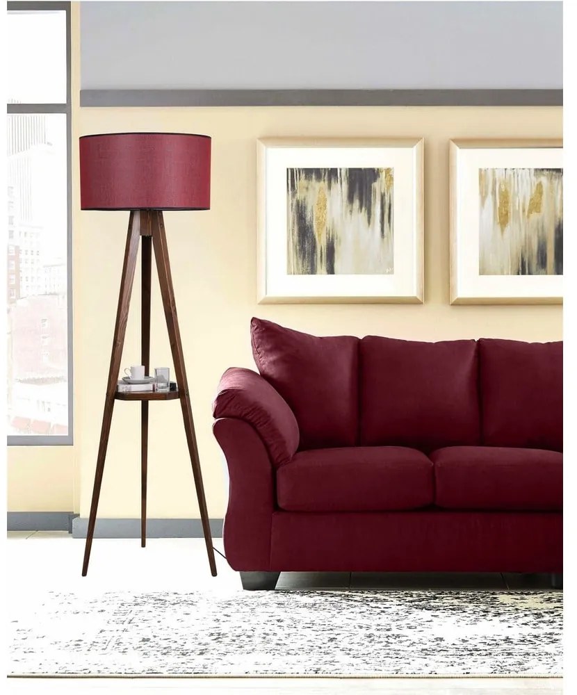 Lampada da terra rossa/marrone con paralume in tessuto (altezza totale 153 cm) Sehbalı Tripod – Opviq lights