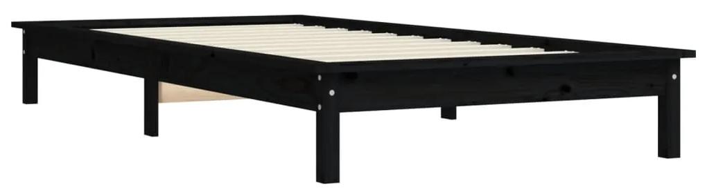 Giroletto nero 90x190 cm in legno massello di pino 3ft single