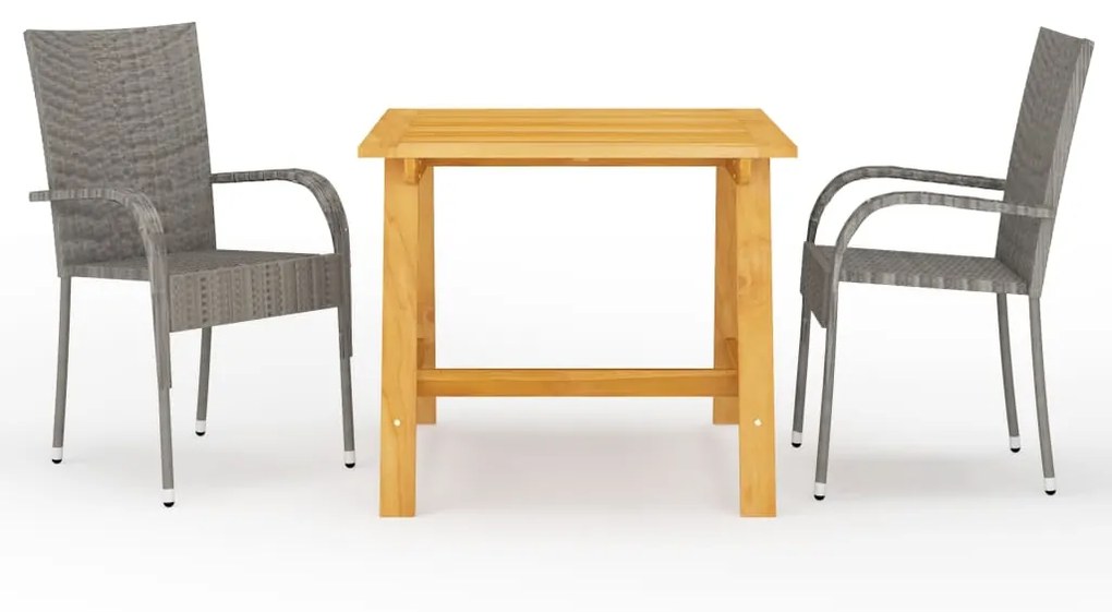 Set Mobili Da Pranzo Per Giardino 3 Pz Grigio /
